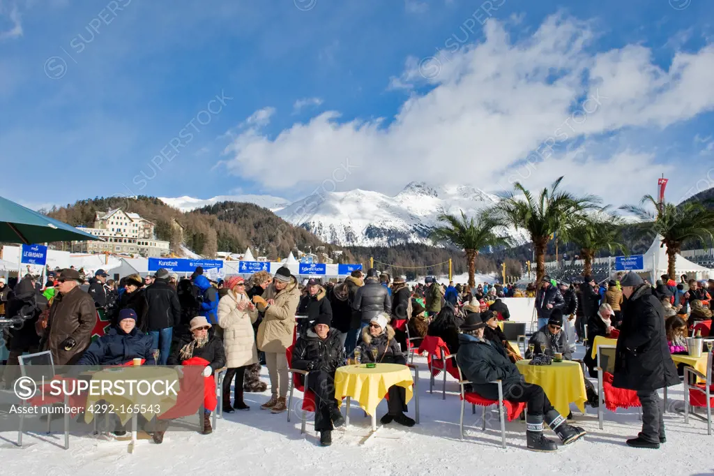 Switzerland, St. Moritz, White turf race, daily life