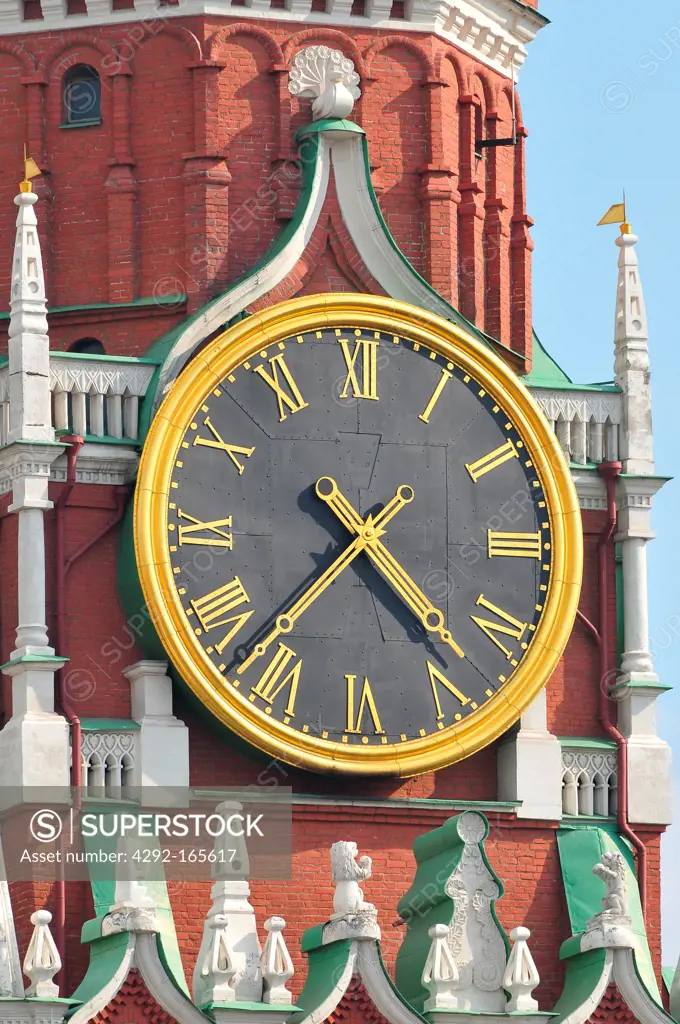Russia, Moscow, The clock of the Moscow Kremlin