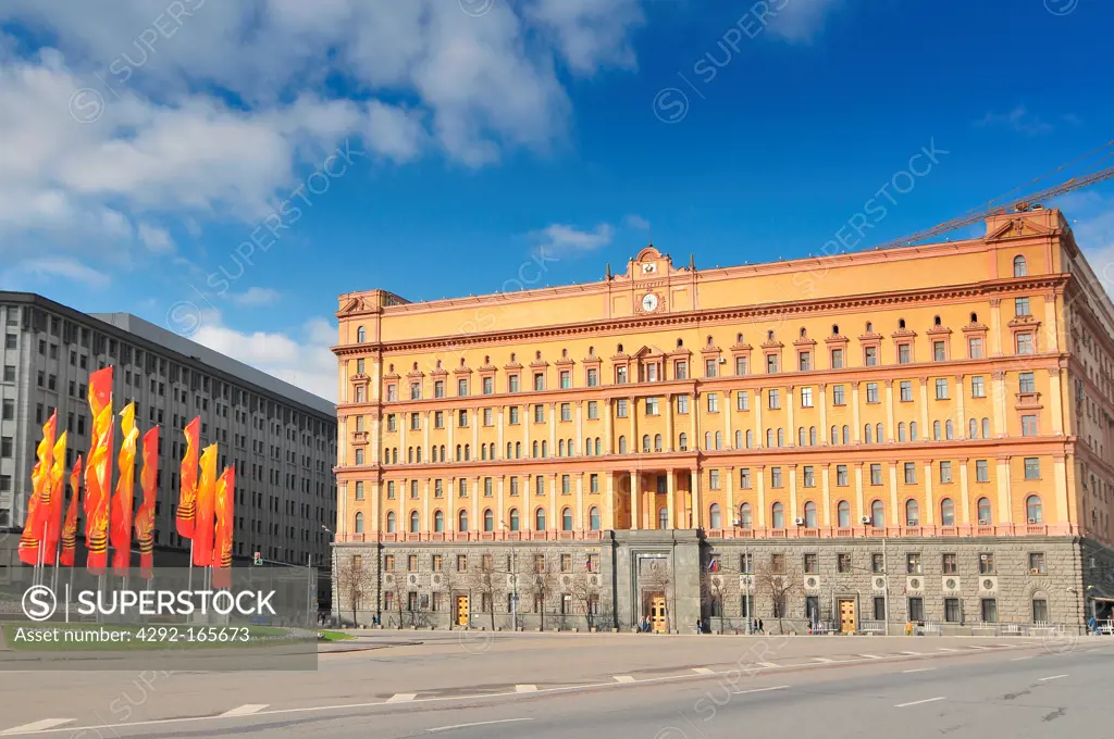 Russia, Moscow, The Lubyanka, headquarters of the KGB and affiliated prison on Lubyanka Square in Moscow, Russia.