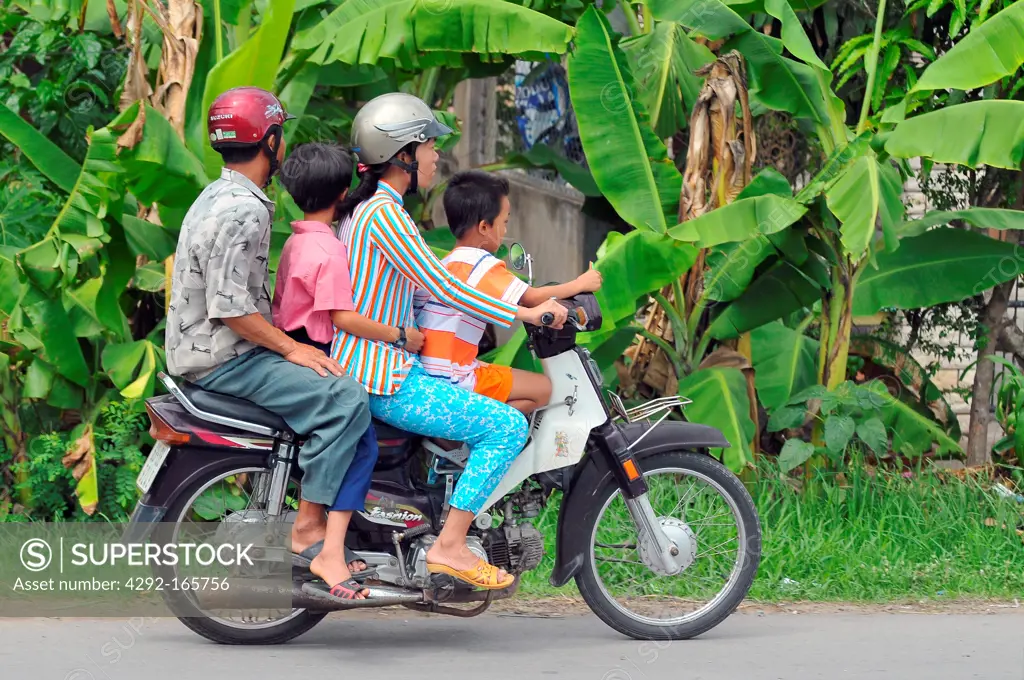 Vietnam, Ho Chi Minh City, Family on motorbike, Ho Chi Minh City