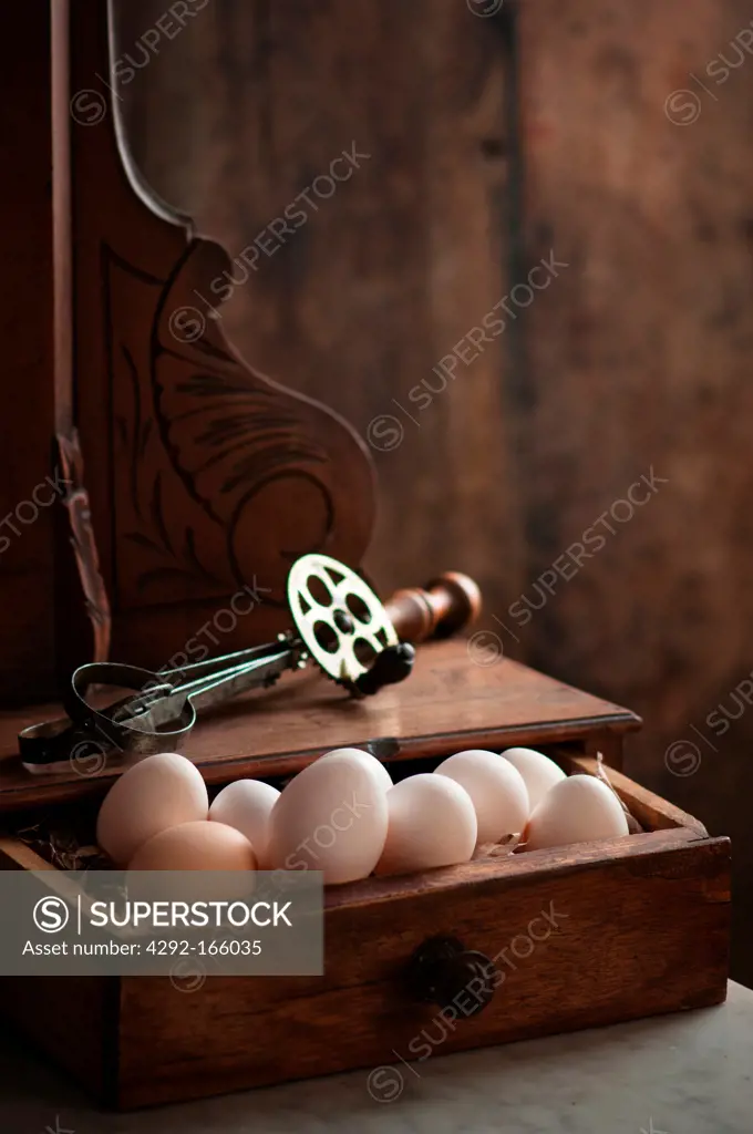 eggs in a old drawer
