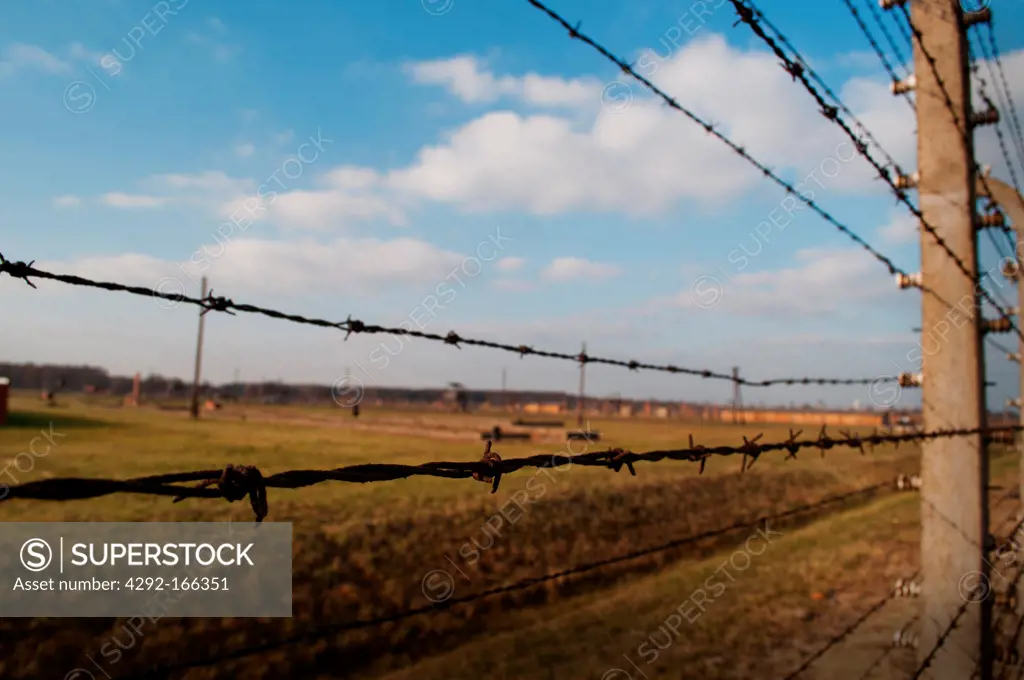 Poland, Monowitz, Auschwitz, Barbed wire - Birkenau