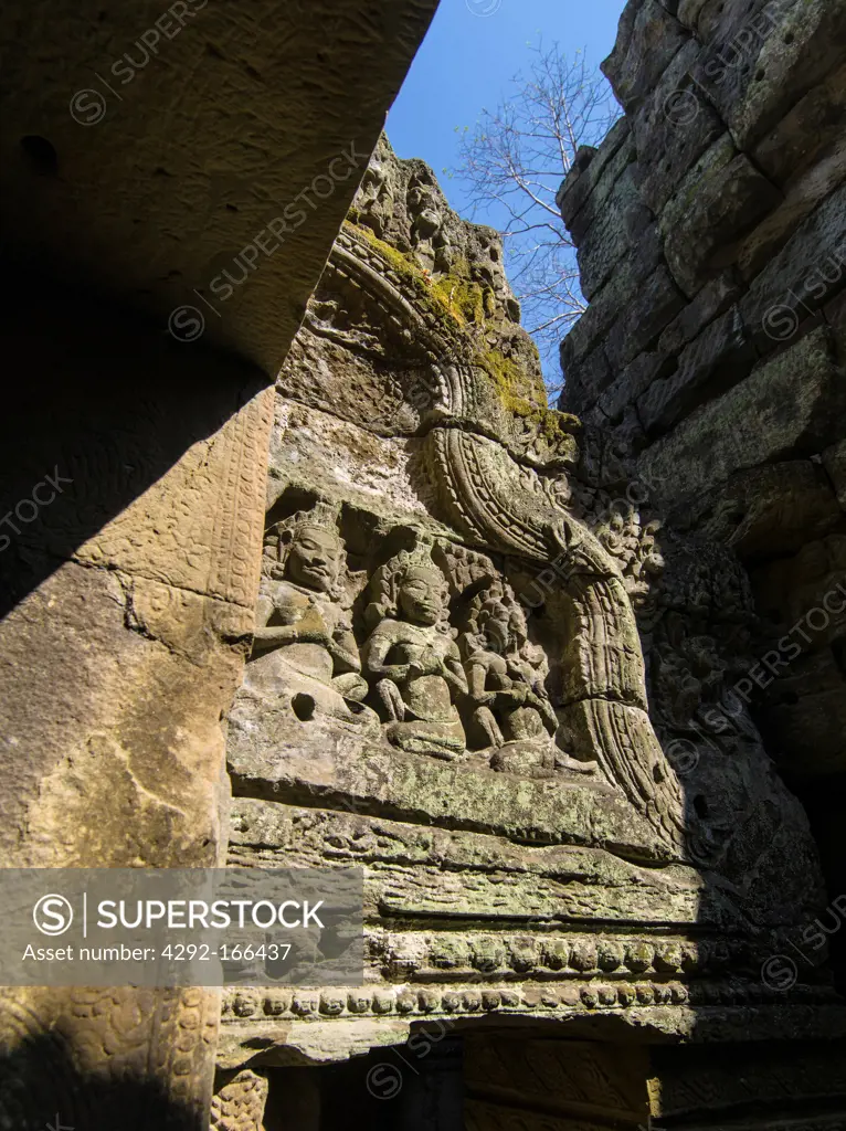 Bas-relief Detail. Preah Khan. Angkor. Cambodia.