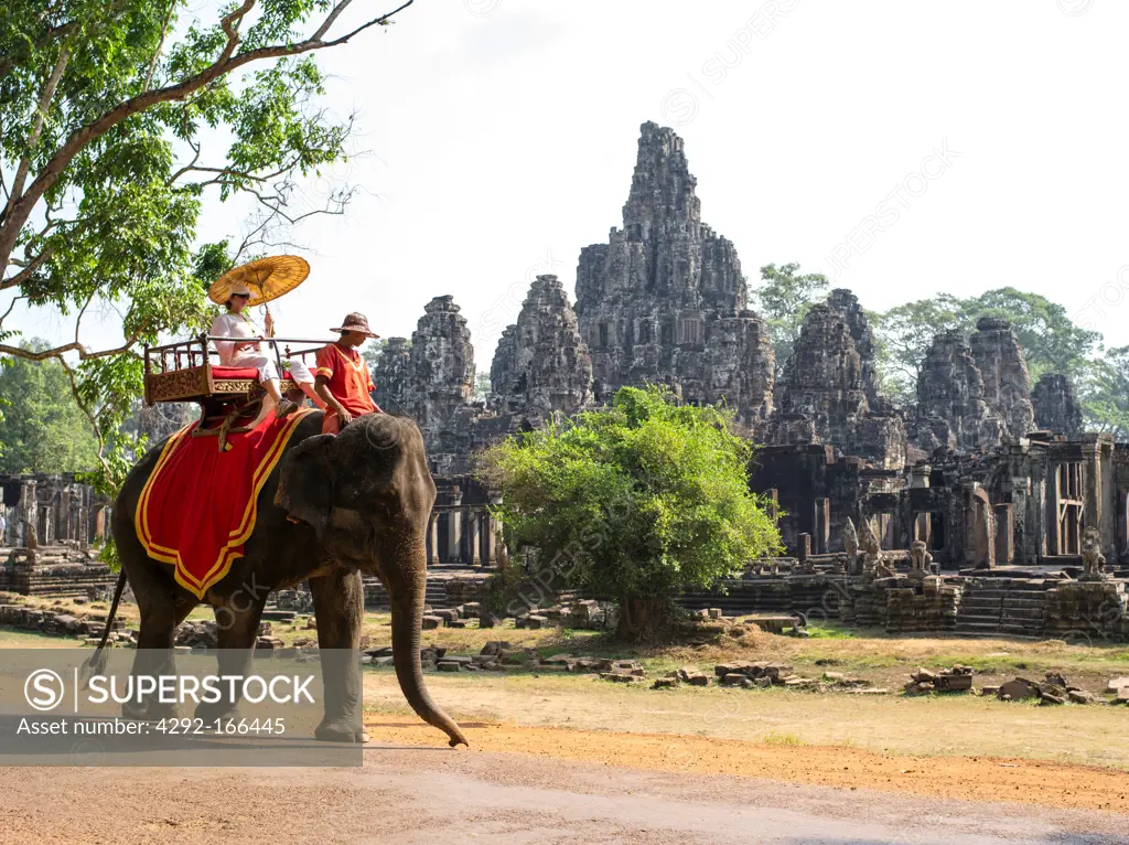 Tourist at Bayon. Angkor Thom. Cambodia