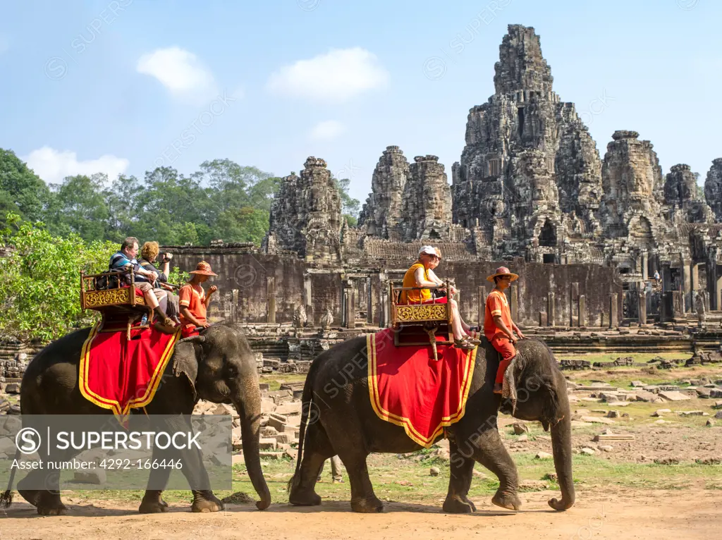Tourists at Bayon. Angkor Thom. Cambodia