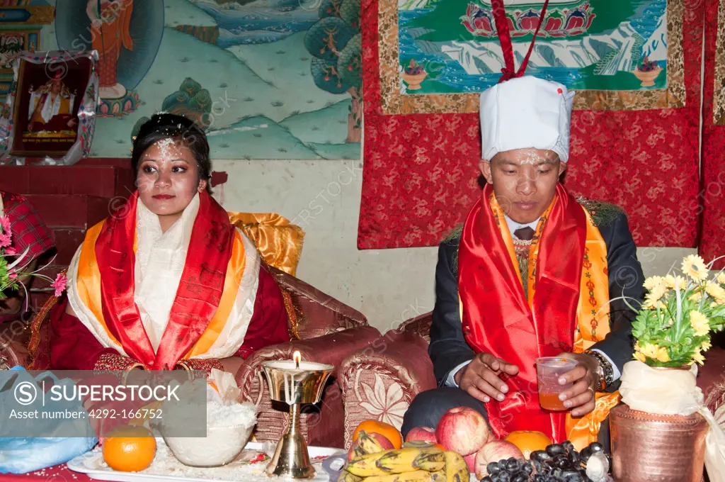 Bride and groom at Tamang wedding ceremony in Kathmandu