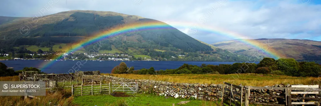 Europe, UK, Scotland, loch Earn, rainbow
