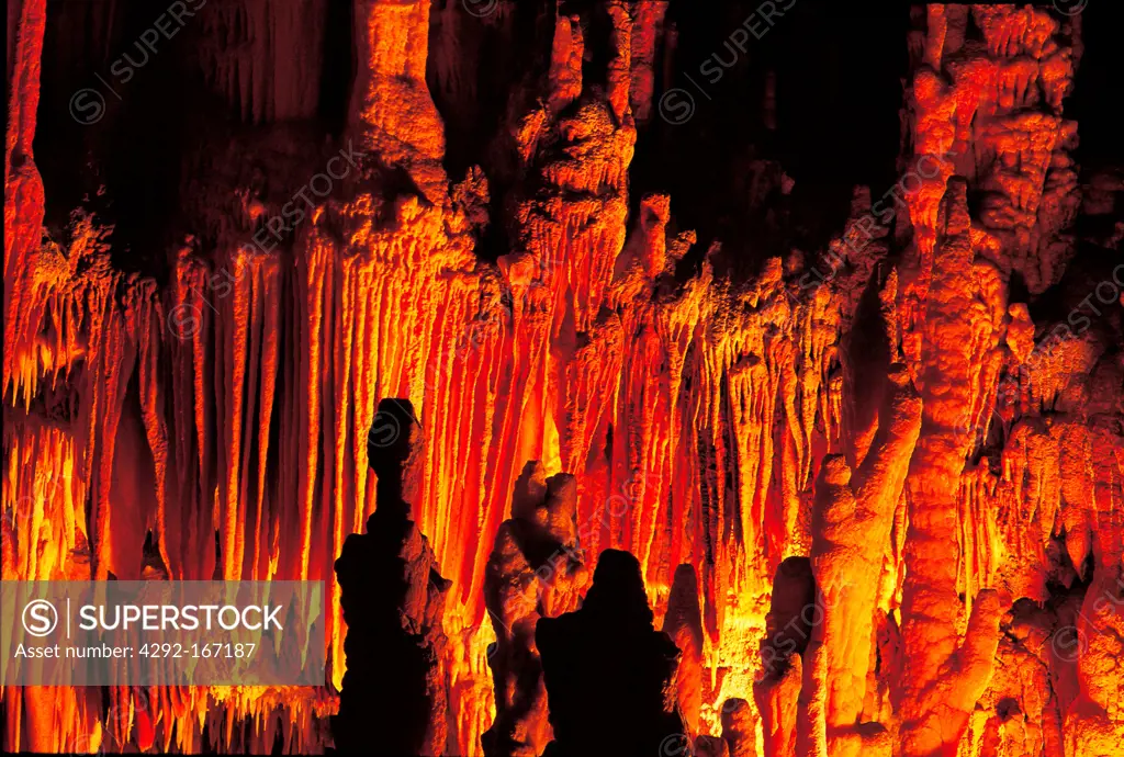 Italy, Apulia, Castellana Caves, stalactite