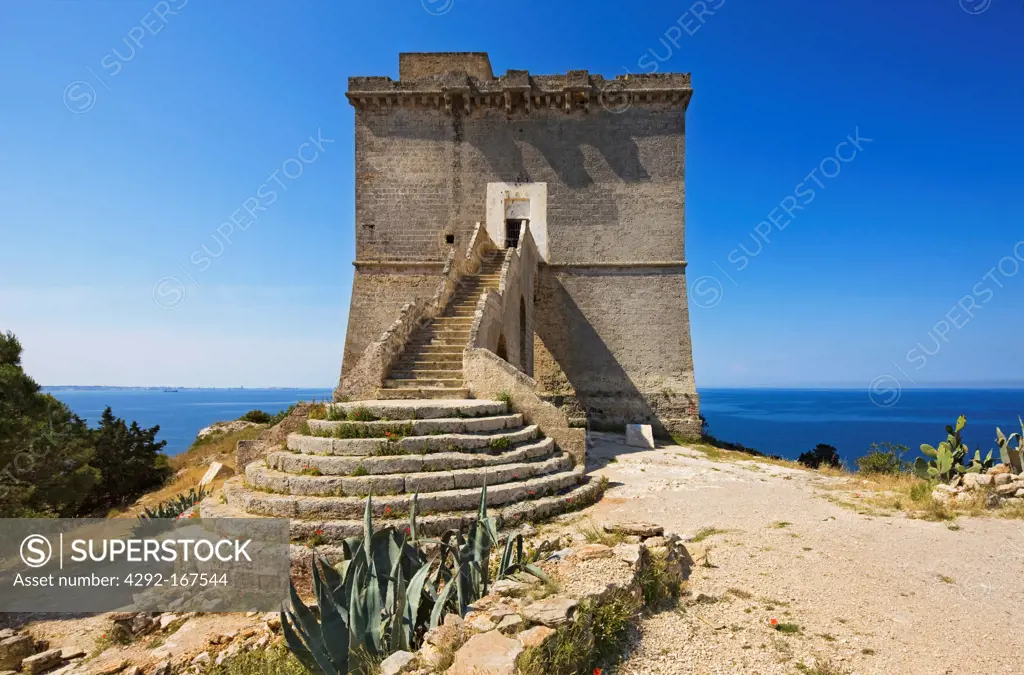 Italy, Apulia, Porto Cesareo, the tower