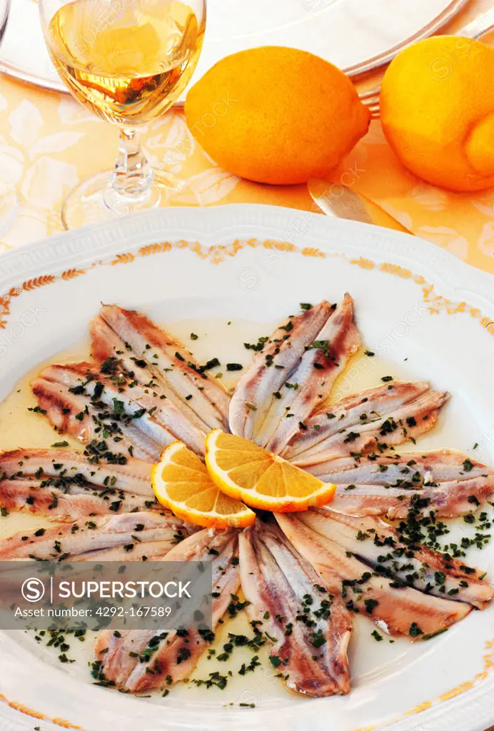 Anchovies with lemon and parsley