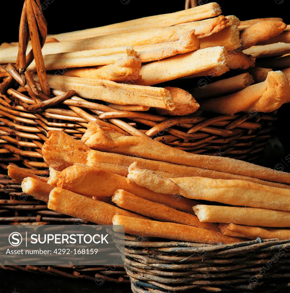 Italy, Piedmont, typical grissini breadstick