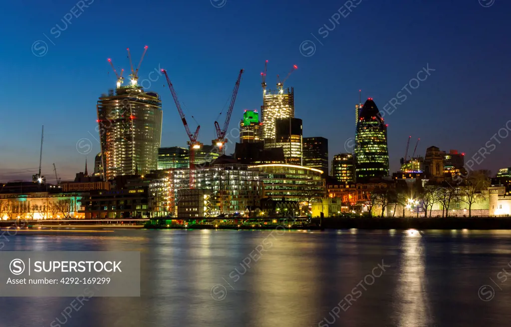 UK, England, London, skyscraper at the dusk
