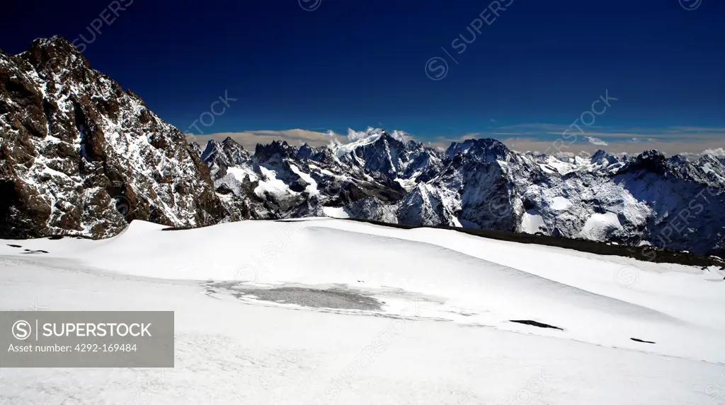 France, Isere, Deux Alpes, winter view