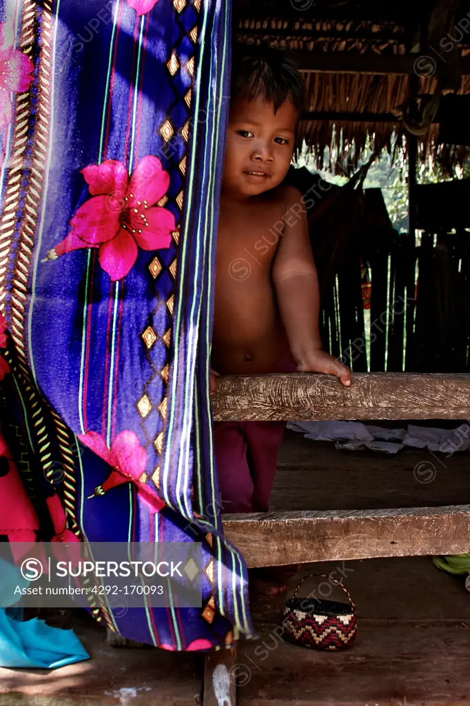 Central America, Panama, Embera Drua boy close up