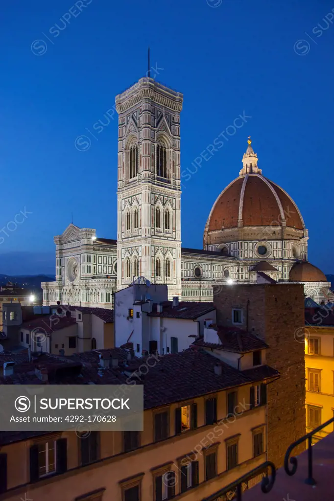 Italy, Tuscany, Florence, cathedral and Giotto tower.
