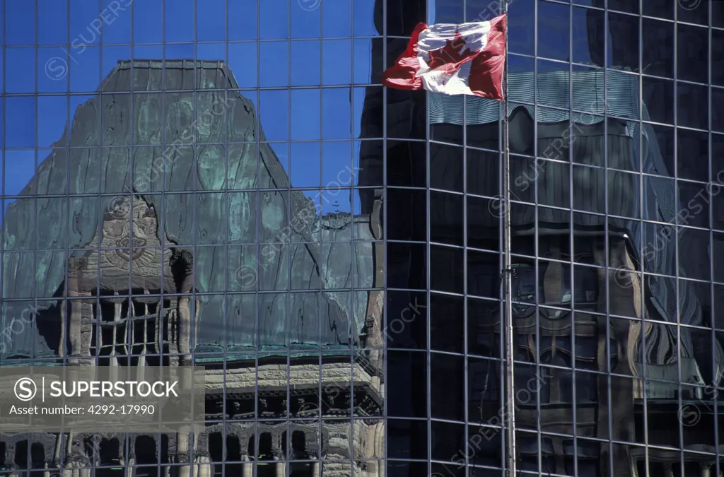 Canada, Ontario, Toronto: Old City Hall reflected on building