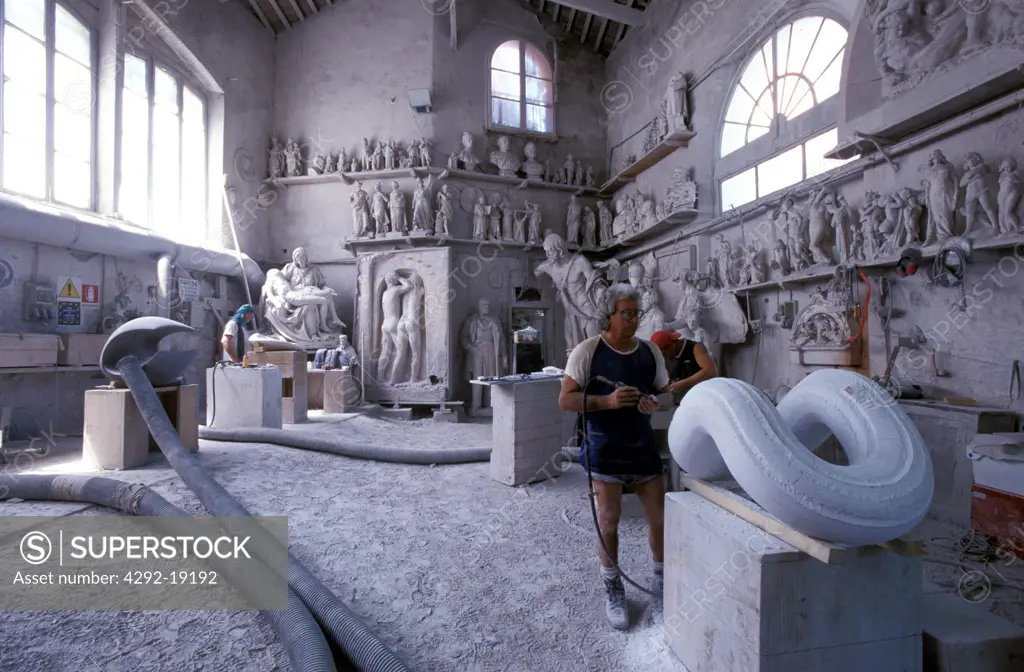 Italy, Tuscany, Carrara, marble sculptures