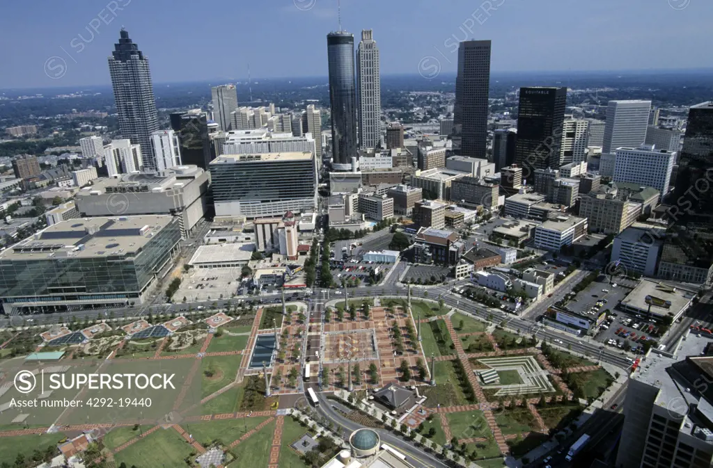 USa, Georgia, Atlanta skyline from the air