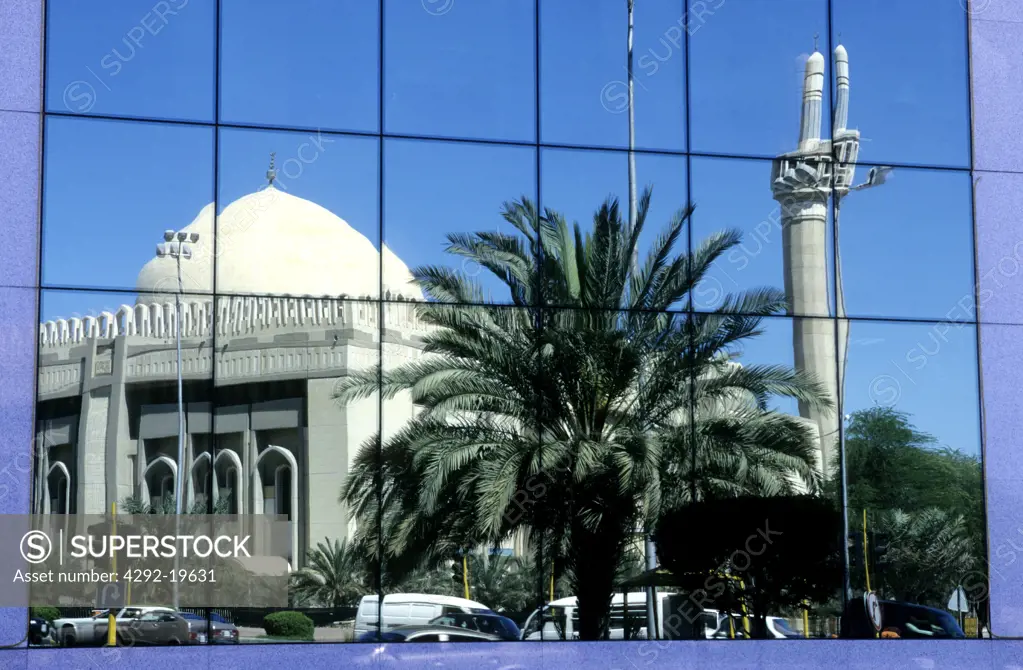 Kuwait, Kuwait City, city center, building reflection