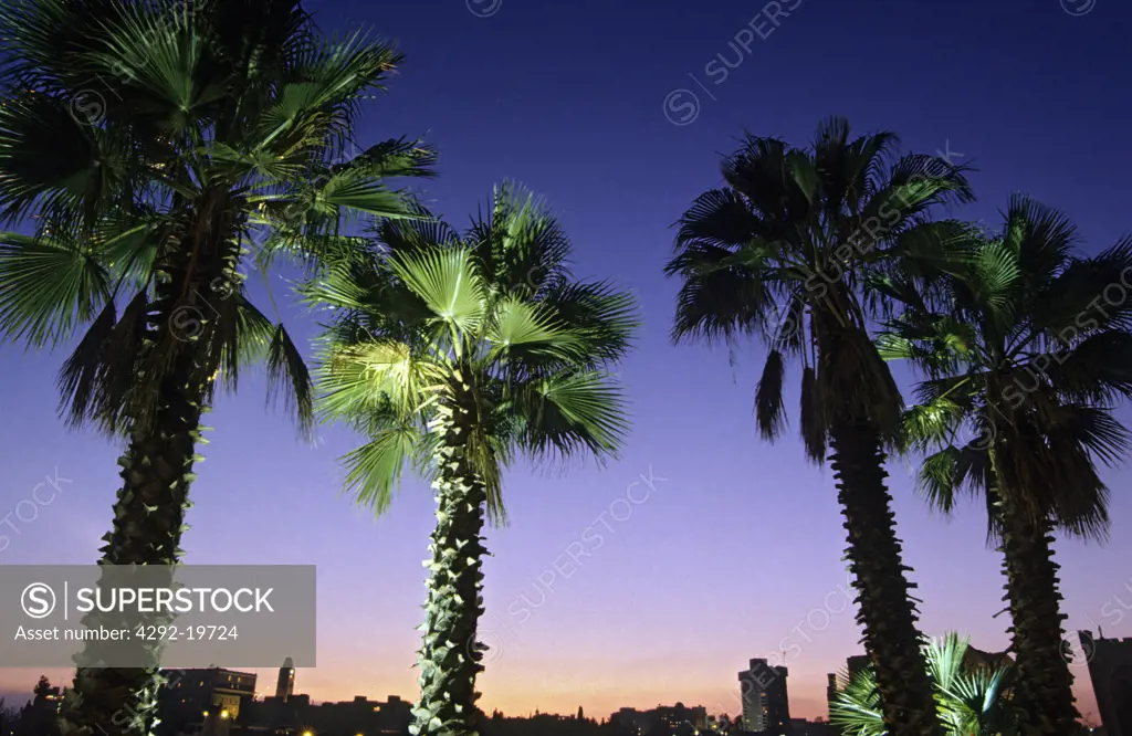 Israel, Jerusalem, skyline at sunset
