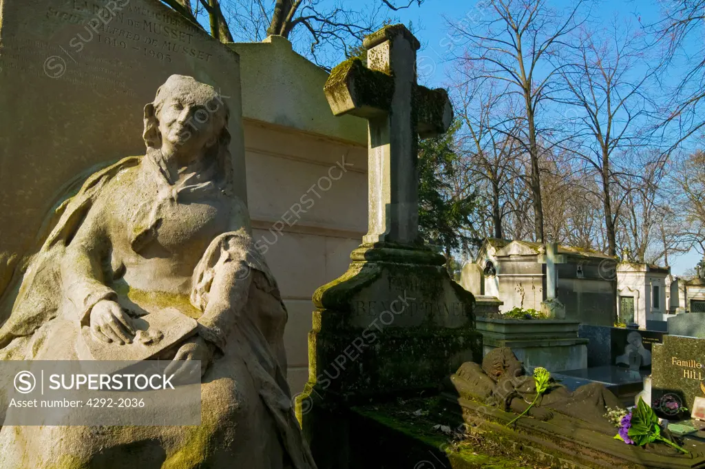 France, Paris, Pere Lachaise Cemetery, Grave Of Alfred De Musset Sisters