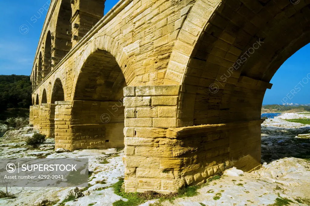 France, Provence, Pont du Gard, Roman Aqueduct