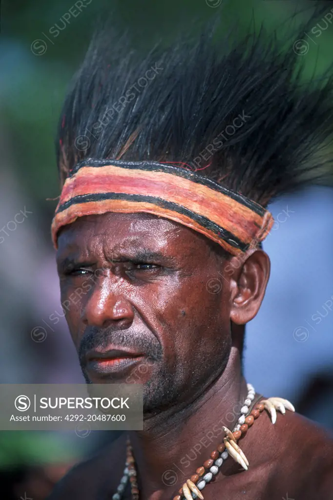 man at the hiri moale festival, port moresby, papua new guinea, pacific ocean