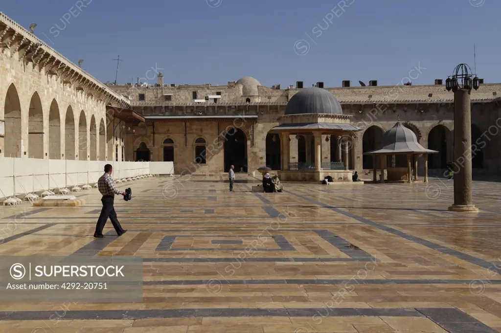 Syria, Aleppo, The Courtyard of the Great Omayad Mosque.