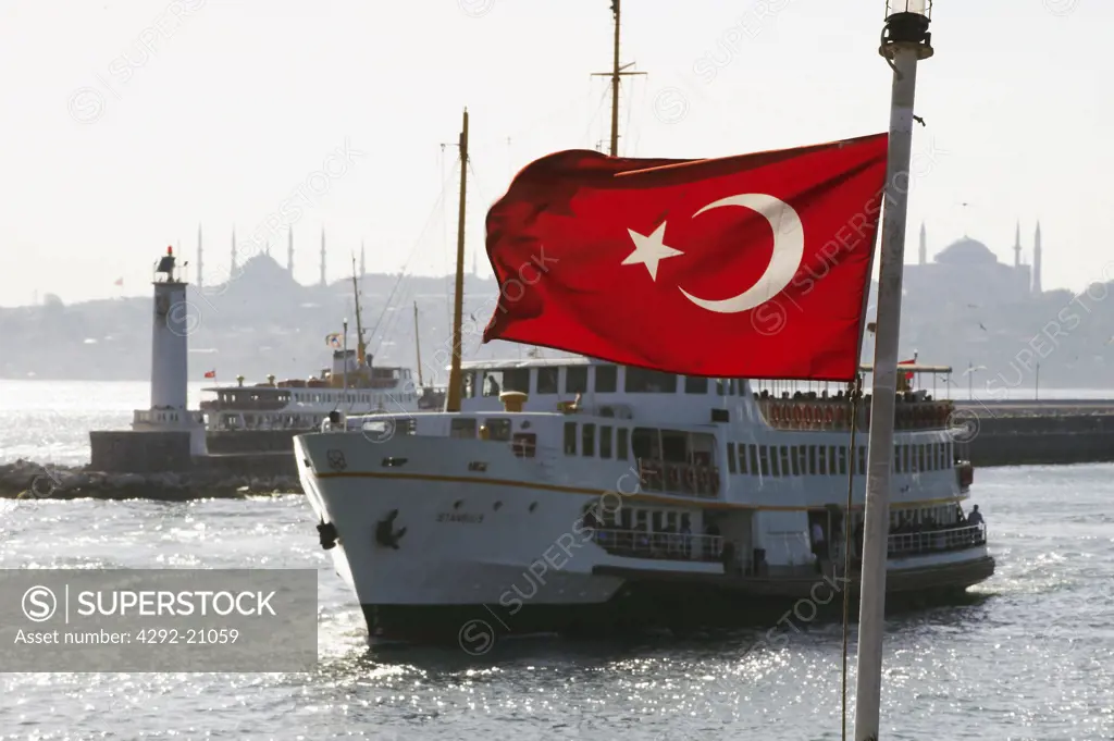turkey, Istambul, Bosphorus, Turkis Flag