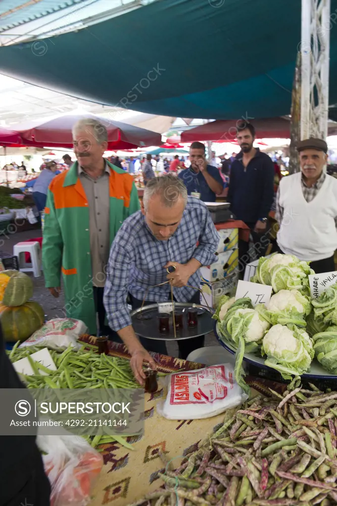 Turkey,outdoor market in Alanya the seller