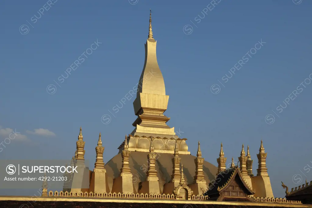 Laos, Vientiane, Pha That Luang Buddhist Stupa Temple