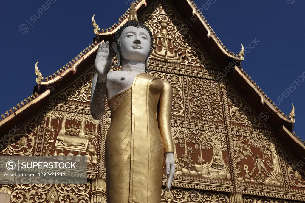 Laos, Vientiane, Pha That Luang Buddhist Stupa Temple, Statue