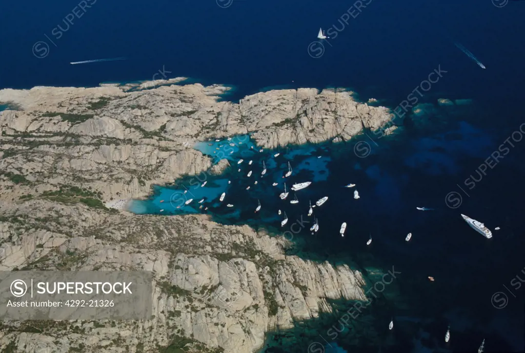 Italy, Sardinia, Caprera Island, aerial view