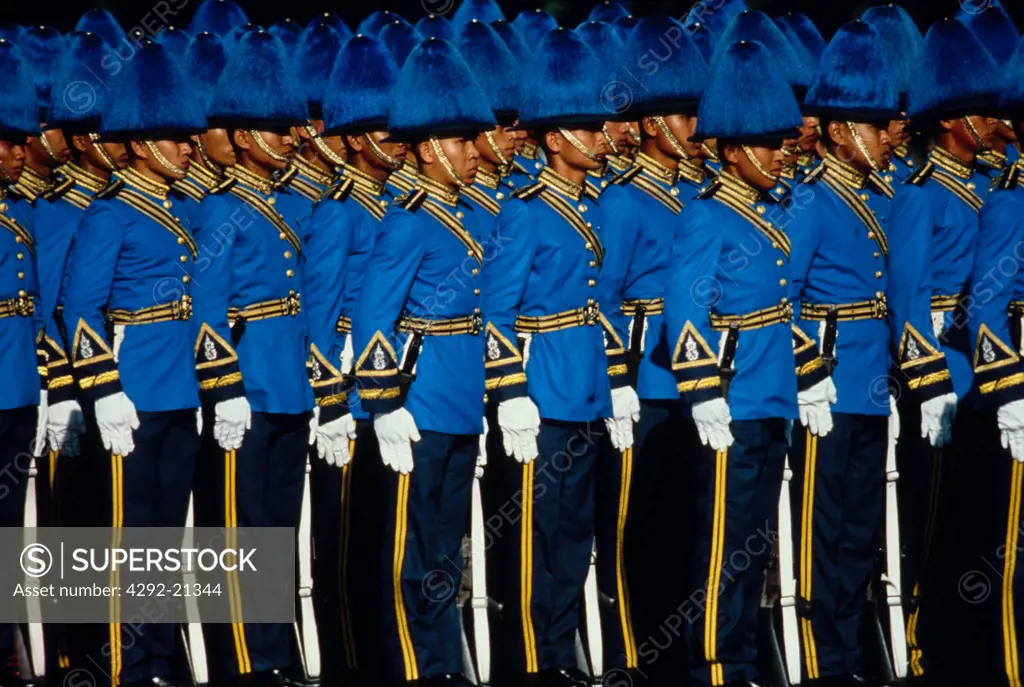 Royal guard at the trouping of the colours parade. Bangkok, Thailand