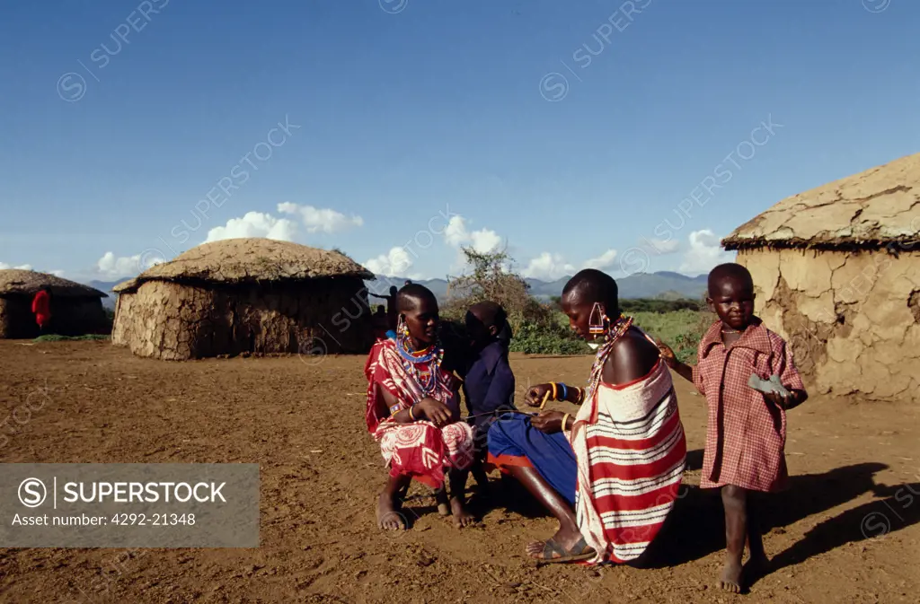 Africa, Kenya, Masai village