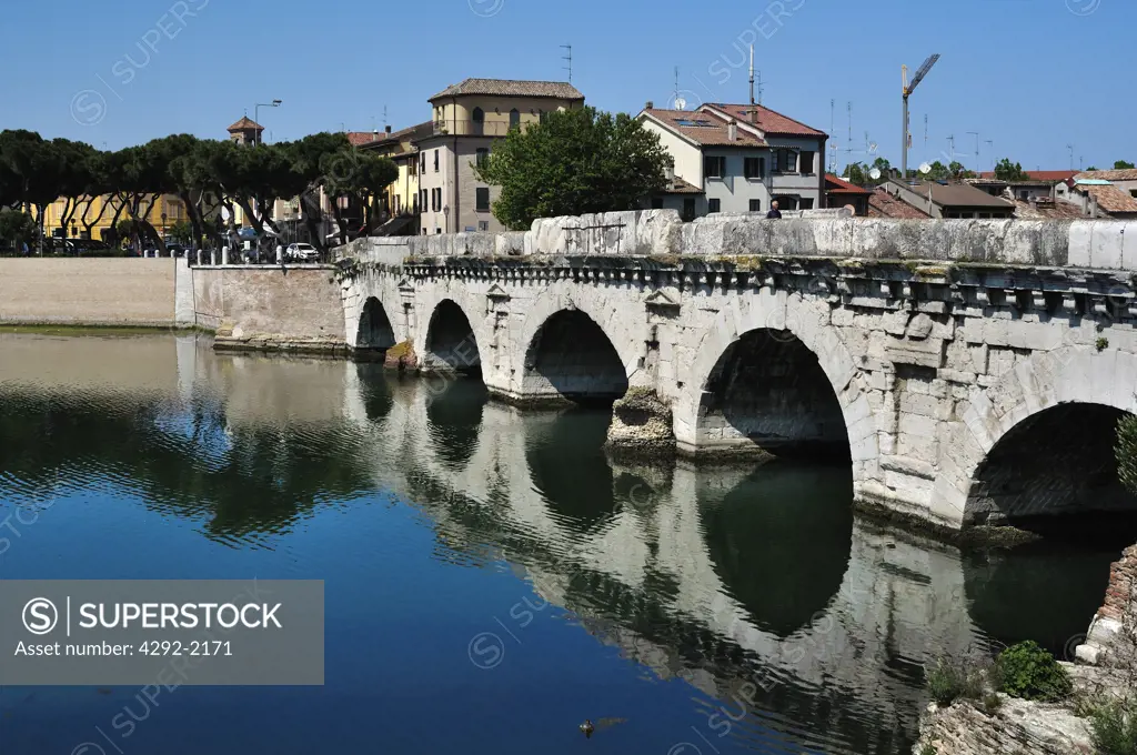 Italy, Emilia Romagna, Rimini, Tiberio Bridge