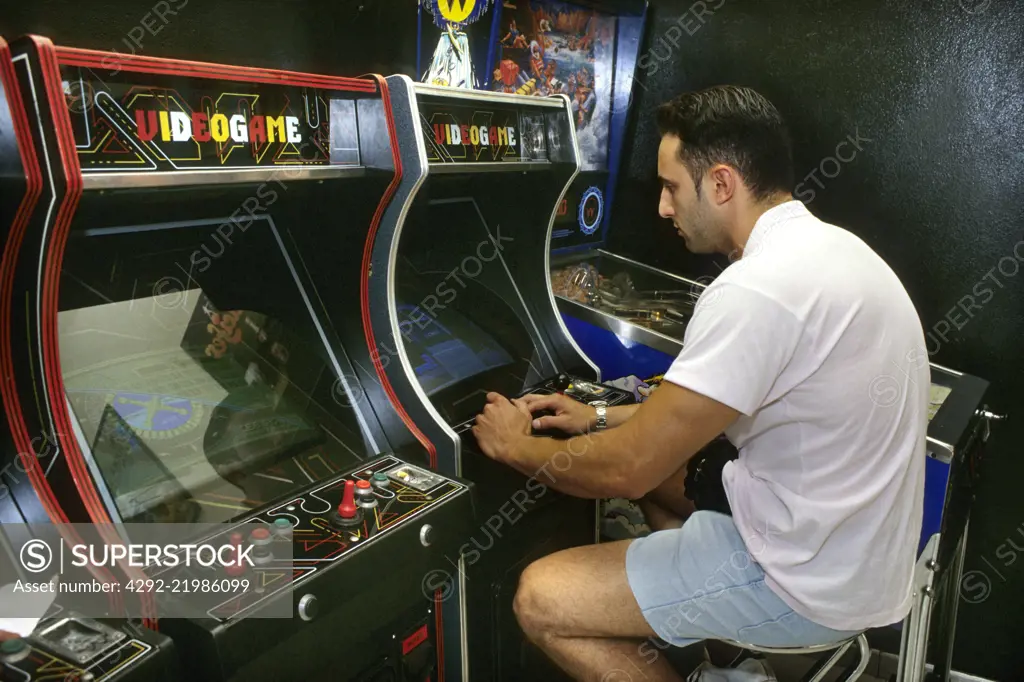 Man playing with videogame