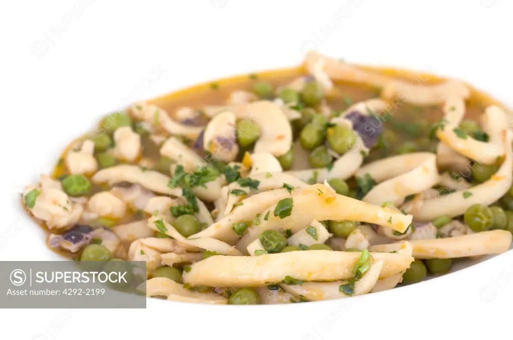 Italy, Emilia Romagna, Rimini, Restaurant, Cuttlefish with Peas