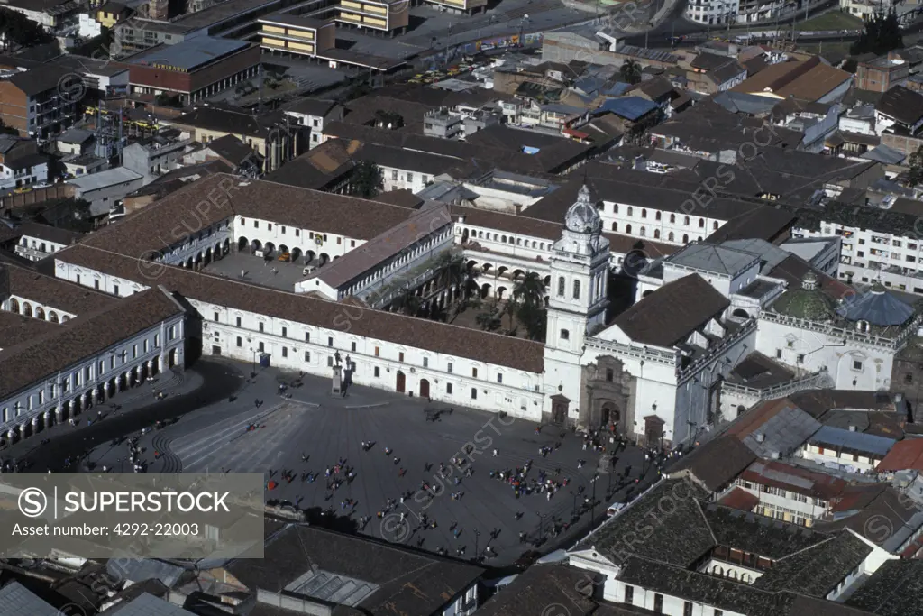 Ecuador Quito aerial view of St.Domingo church