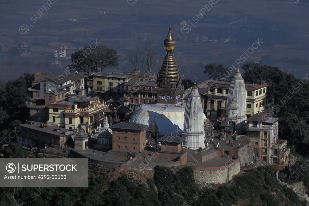 Nepal, Katmandu. Swayambhunath Aerial