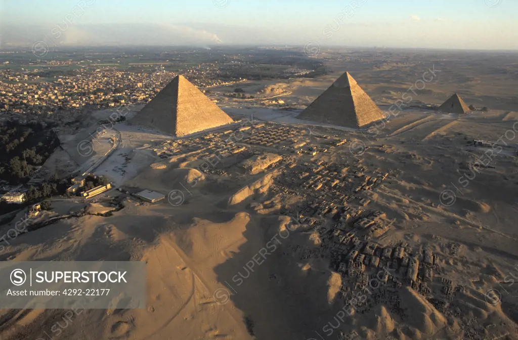 Egypt, Cairo. Giza Pyramids, Cheops,Chepren and Mycerinus