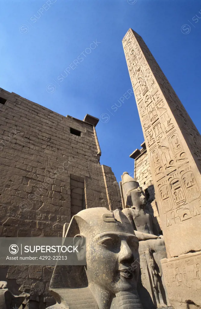 Egypt, Luxor. Luxor Temple,pharaoh head