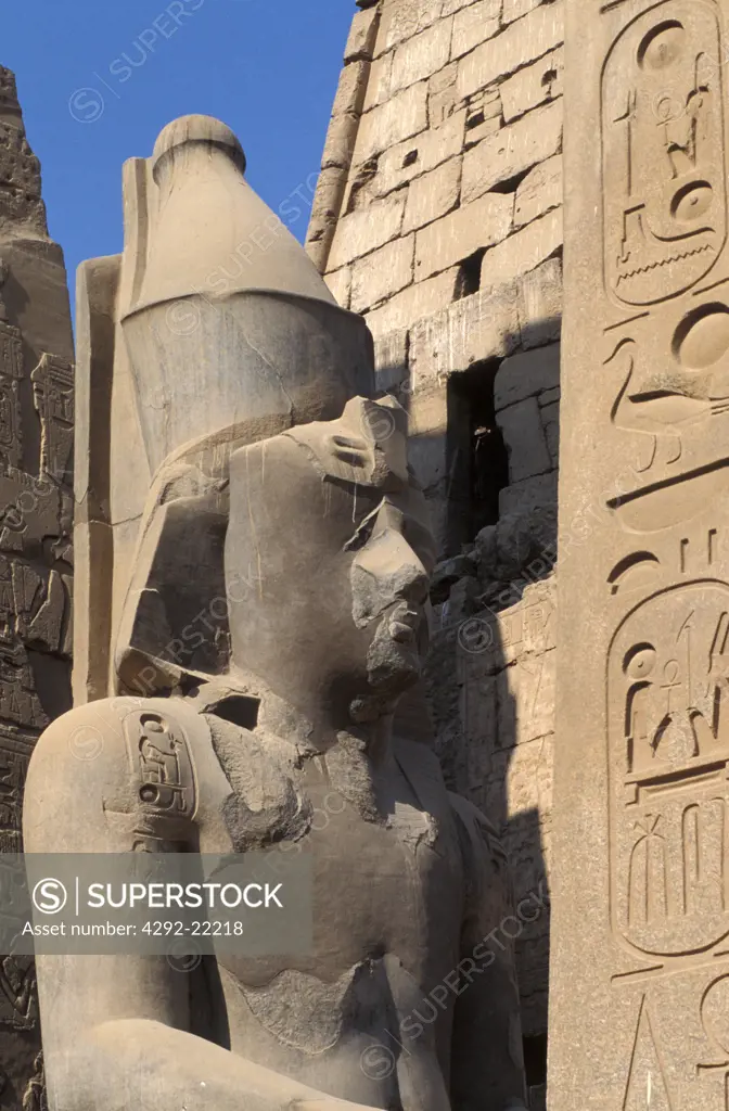 Egypt, Luxor. Luxor Temple,pharaoh head