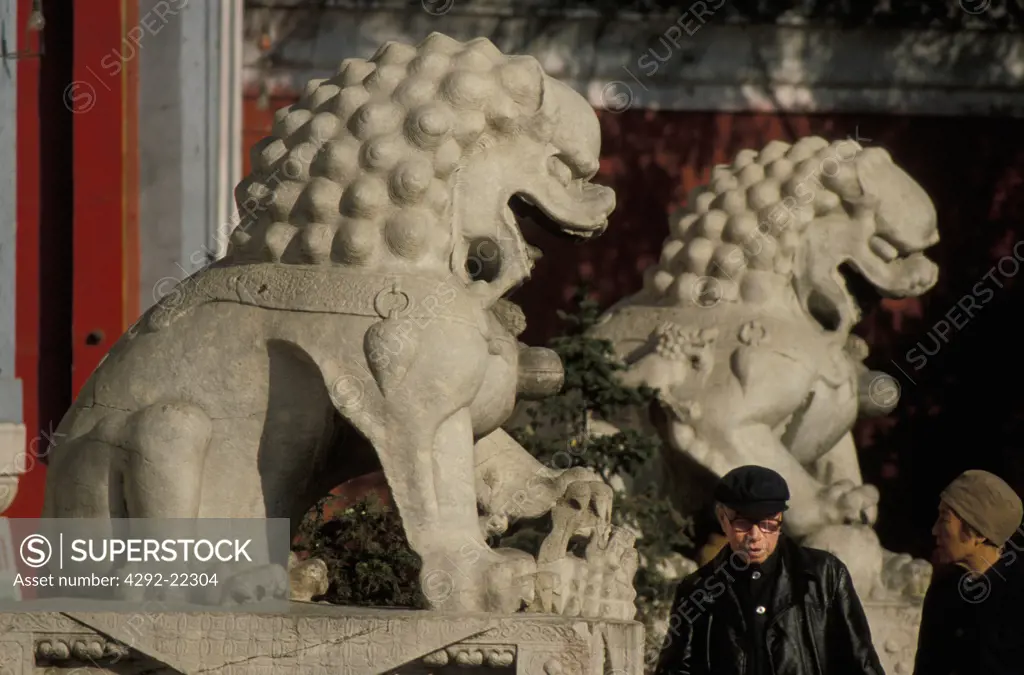 China, Beijing, dragons at Forbidden city gate