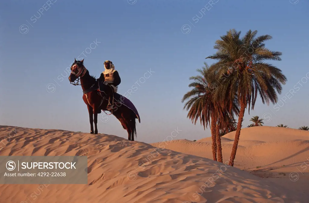 Tunisia Berber raider on the dunes of Zafrane