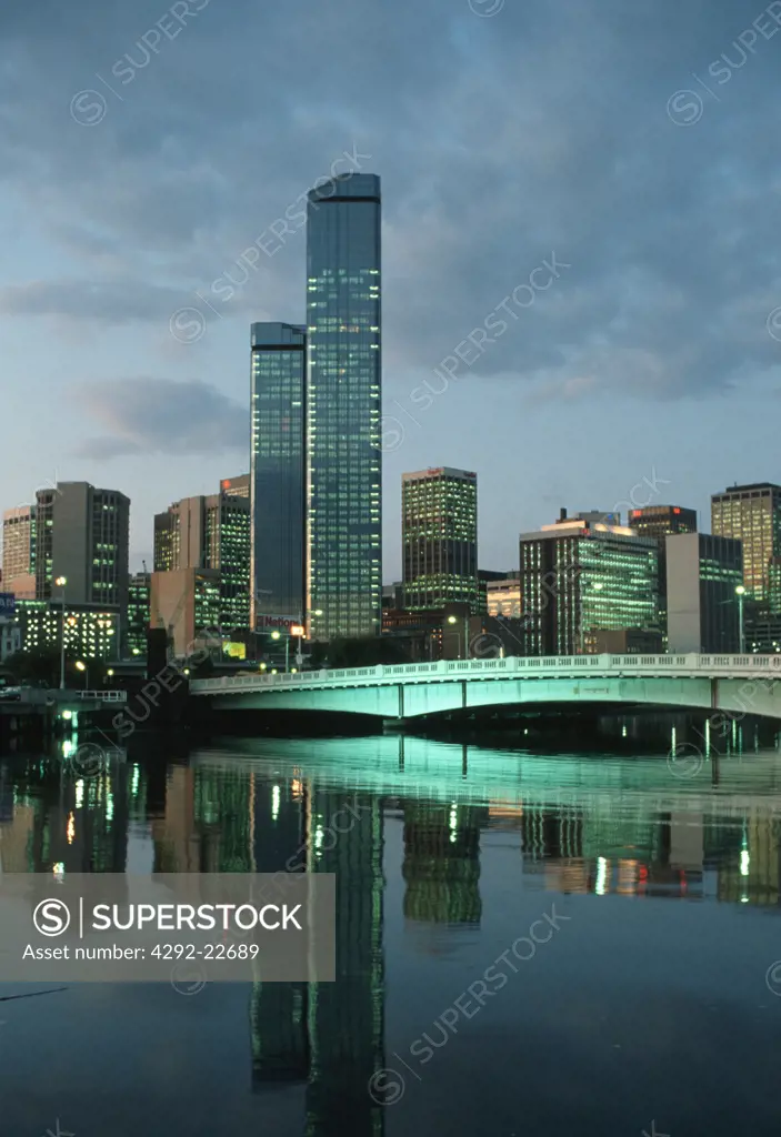 Australia Melbourne skyline at dusk