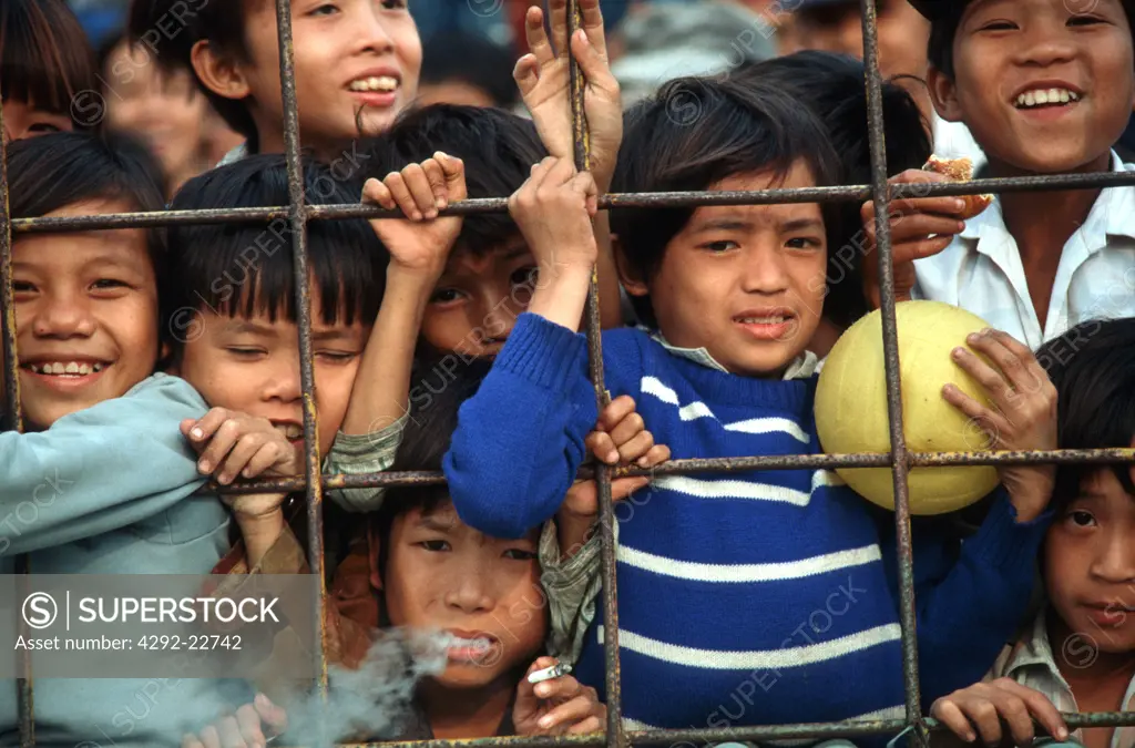 Vietnamese children at football stadium