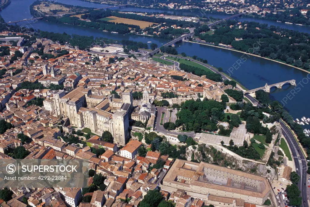 France, Provence, Vaucluse, Avignon aerial view