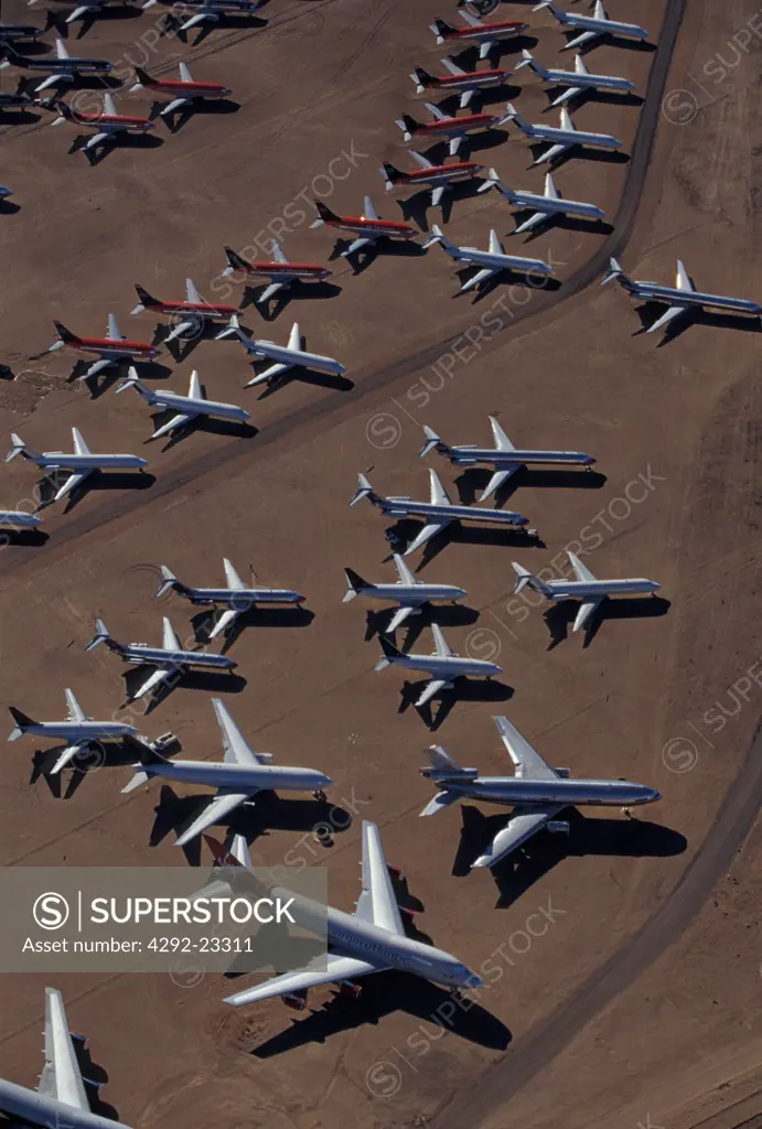 Usa, California, airplanes in the Mojave desert