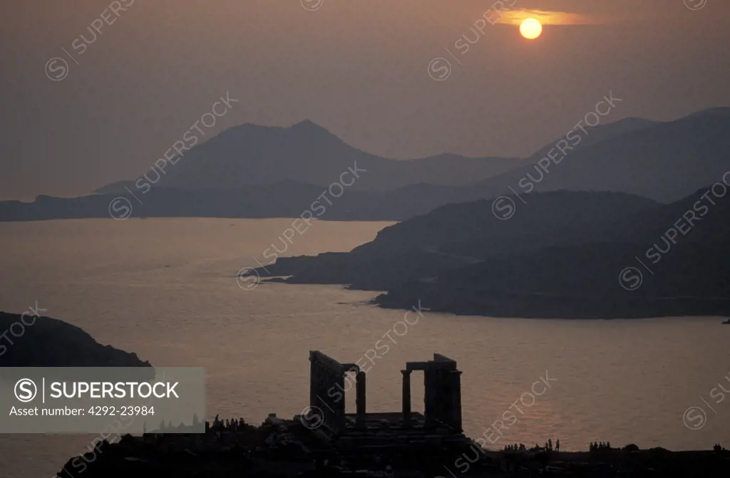 Greece, Cape Sounion at sunset